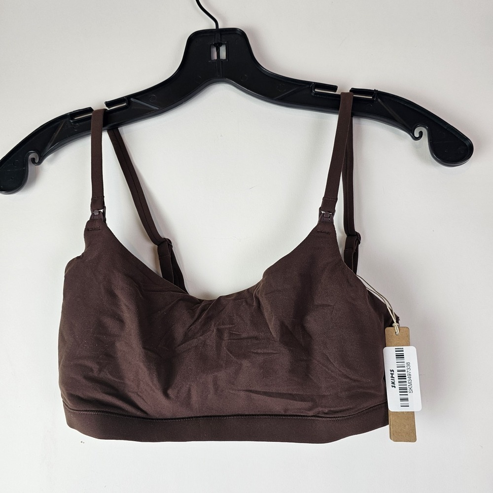 Skims NWT Fits Everybody Maternity Nursing Bralette Cocoa Brown Small Wireless
